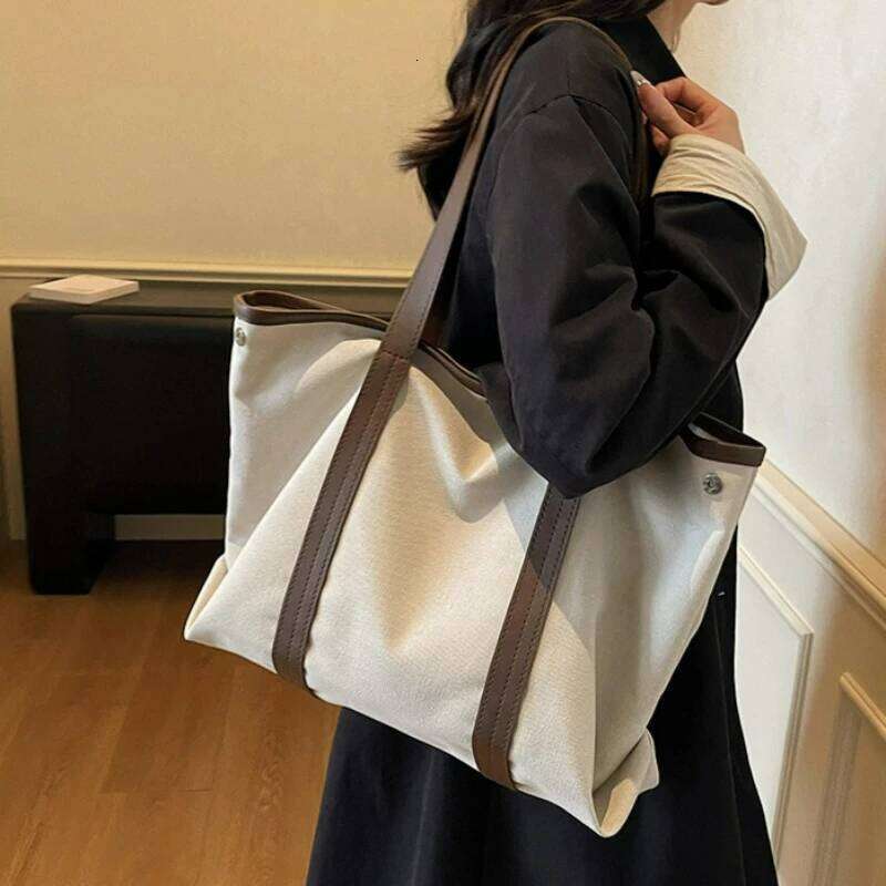 New Large Capacity Canvas Top Handle Women Fashion Shoulder Ins Commuter Comfortable and Versatile Texture Storage Bag Y260205