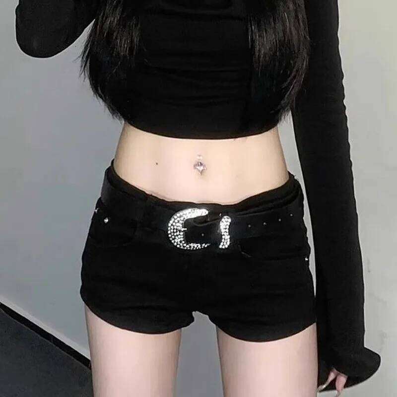 Black Denim for Women New European Style Trendy Summer Mini Shorts Female Sexy Sheath Night Club Slim Ultrashort Jeans XJ260206