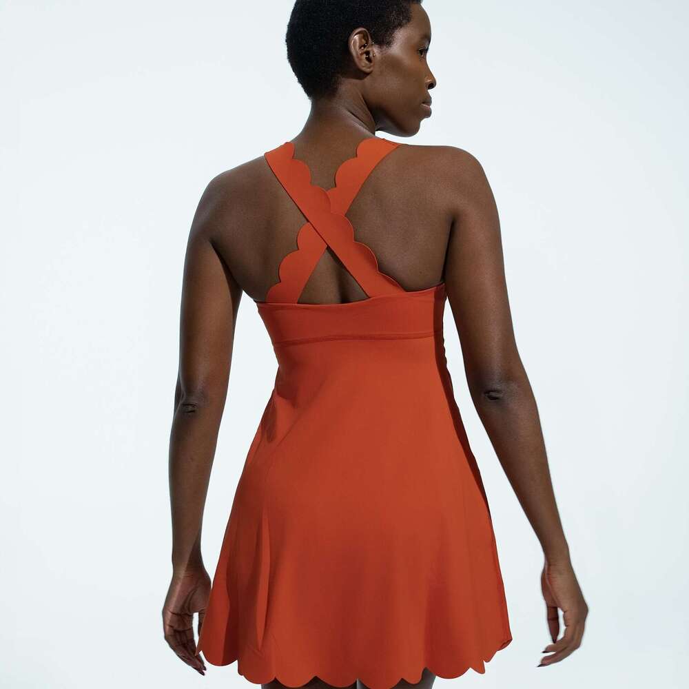 Summer One-Piece Skirt Tight Breathable Beautiful Back Tennis Ladies Sports Fitness Yoga Clothes Two-Piece Set