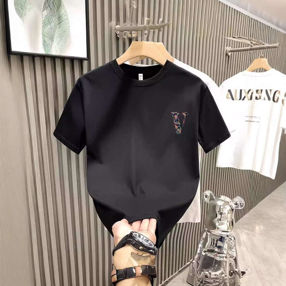 Summer Heavyweight Versatile Brand Men's T-Shirt Round Neck Fashion Casual Trendy Short Sleeve Tee Shirt Top Ins