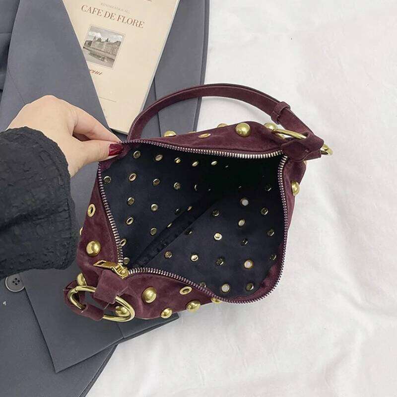 Suede Rivet Crossbody for Women Shoulder Bags Designer Bag Purse and Handbags Bolsos De Mujer Y260205