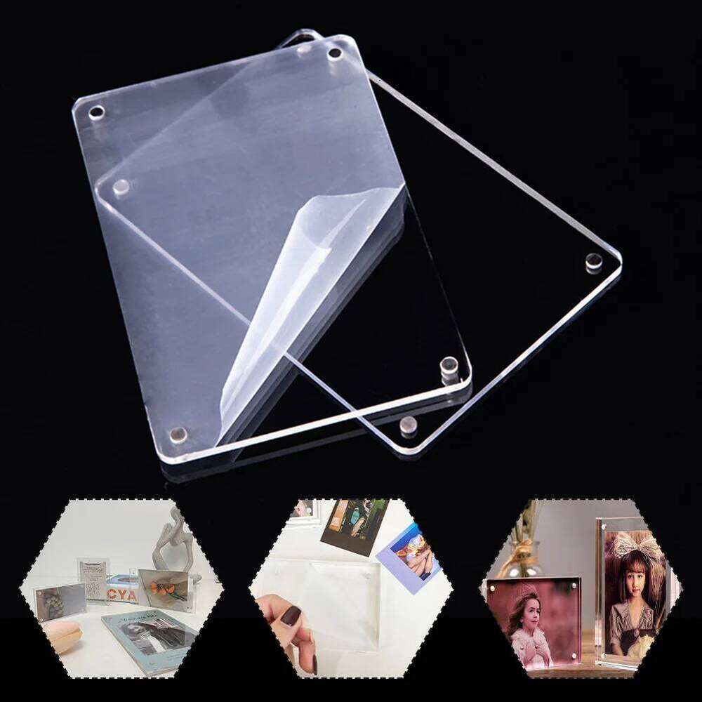 Clear Acrylic Picture Magnetic Photocard Holder Poster Display Stand Photo Frame Protect Office Desktop Ornament S260205