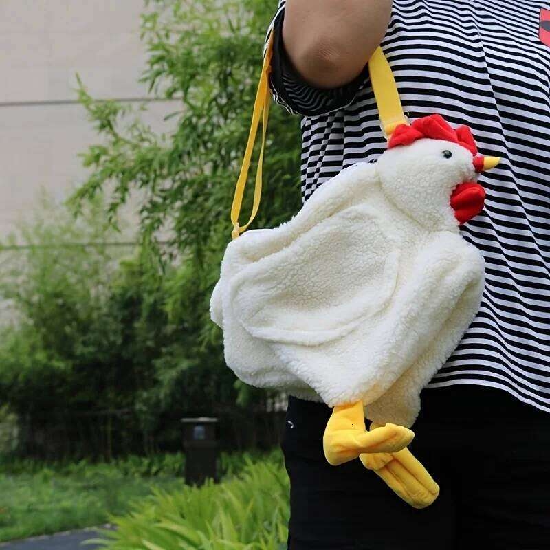 Charming Plush Chicken Crossbody Bag Soft Texture Whimsical Design - Ideal Gift for Animal Lovers & Festive Occasions XJ260129