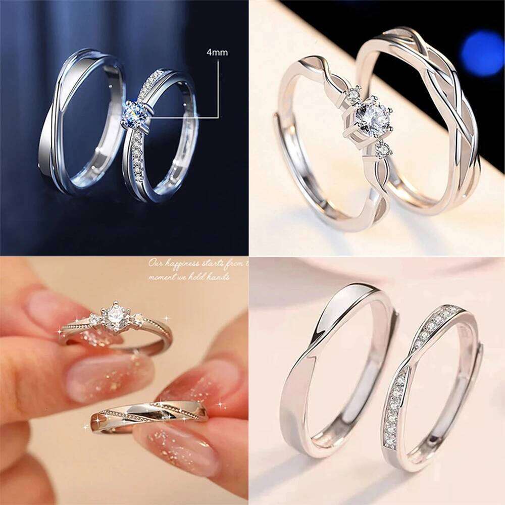 best seller 1 Pair Twist Copper Plated Platinum Resizeable Couple Rings Men Women Adjustable Overlap Opening Finger Jewelry W260206