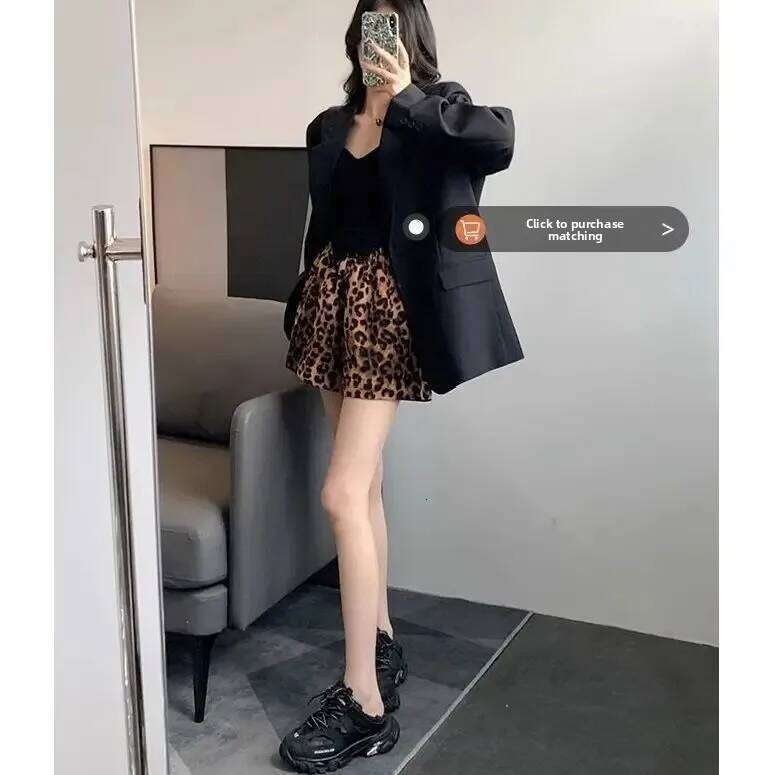 Summer Thin High Leopard Print Casual Shorts Women's Loose Flattering Pants Middle Waist from Mainland China XJ260206