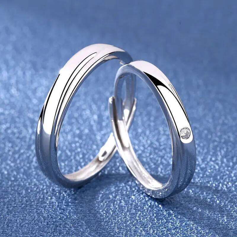 2Pcs 925 Sterling Silver Couples Sets Light Polishing Simple Ring for Woman Man Classic Wedding Fine Jewelry Circle W260206