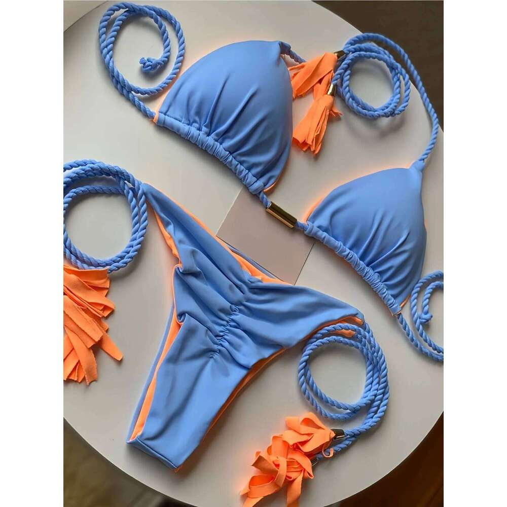 2025 New Sexy Beach Women's Swimsuit Braiding rope Bikinis Set Two-piece Triangle Swimwear Bathing Suit Brazilian Biquinis Z260206