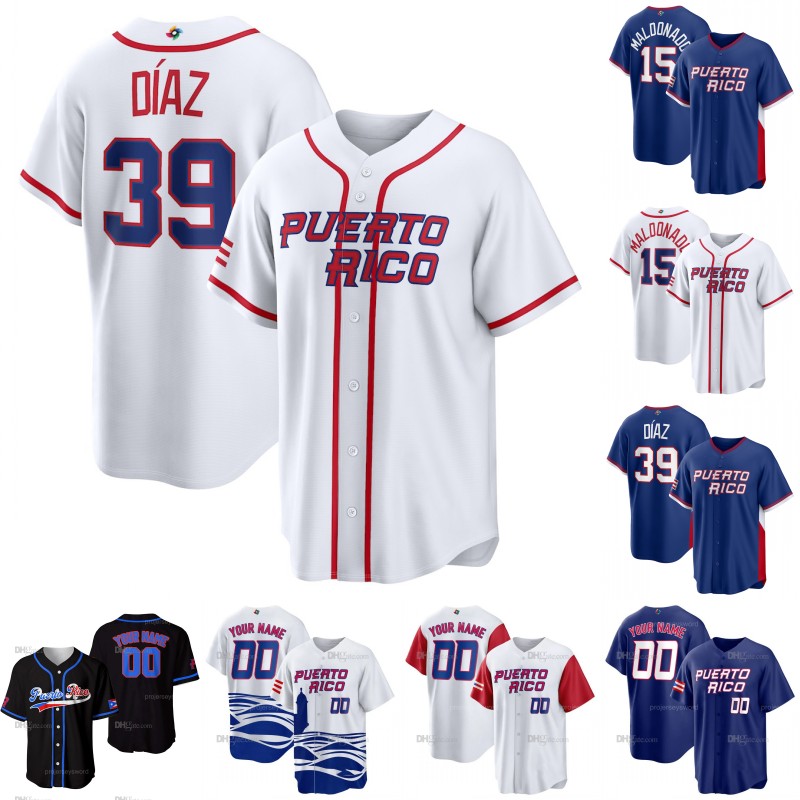 2026 Puerto Rico World Baseball Classic WBC Jersey Martin Maldonado Edwin Diaz Edgar Martinez MJ Melendez Yacksel Rios Fernando Cruz Baseball Jerseys White Blue