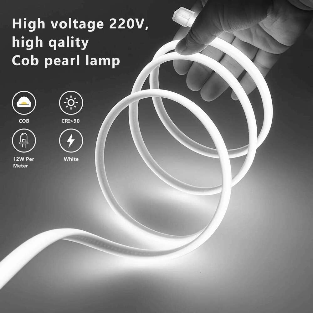 220V COB Strip Light IP65 Waterproof LED With Power Plug 288LEDS/m Flexible Warm/Neutral/White Ribbon Tape Room Decor Z260206