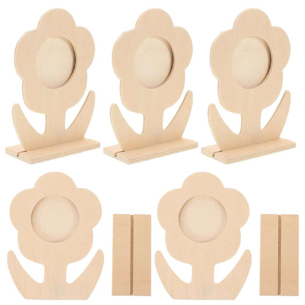 5 PCS Prop Decoration Desktop Photo Frame Home Manual Painting Wooden Picture Holder S260205