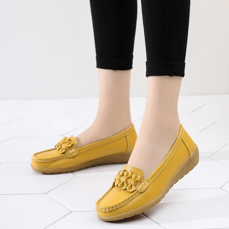 Women Flats Shoes Woman Genuine Leather Slip On Loafers Shoes Woman Soft Nurse Ballerina Shoes Plus Size Casual Zapatos De Mujer 260124