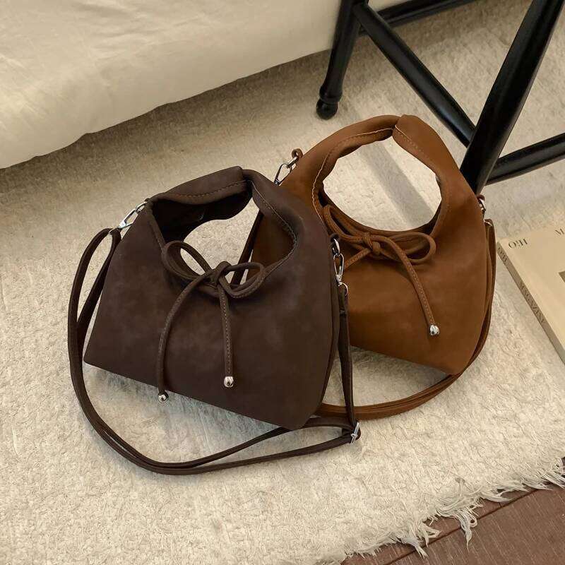 Fashion Bowknot Small Top-handle For Women PU Leather Solid Color Dumpling Bag Casual Street Shoulder Cross Body Hobo Bags Y260205