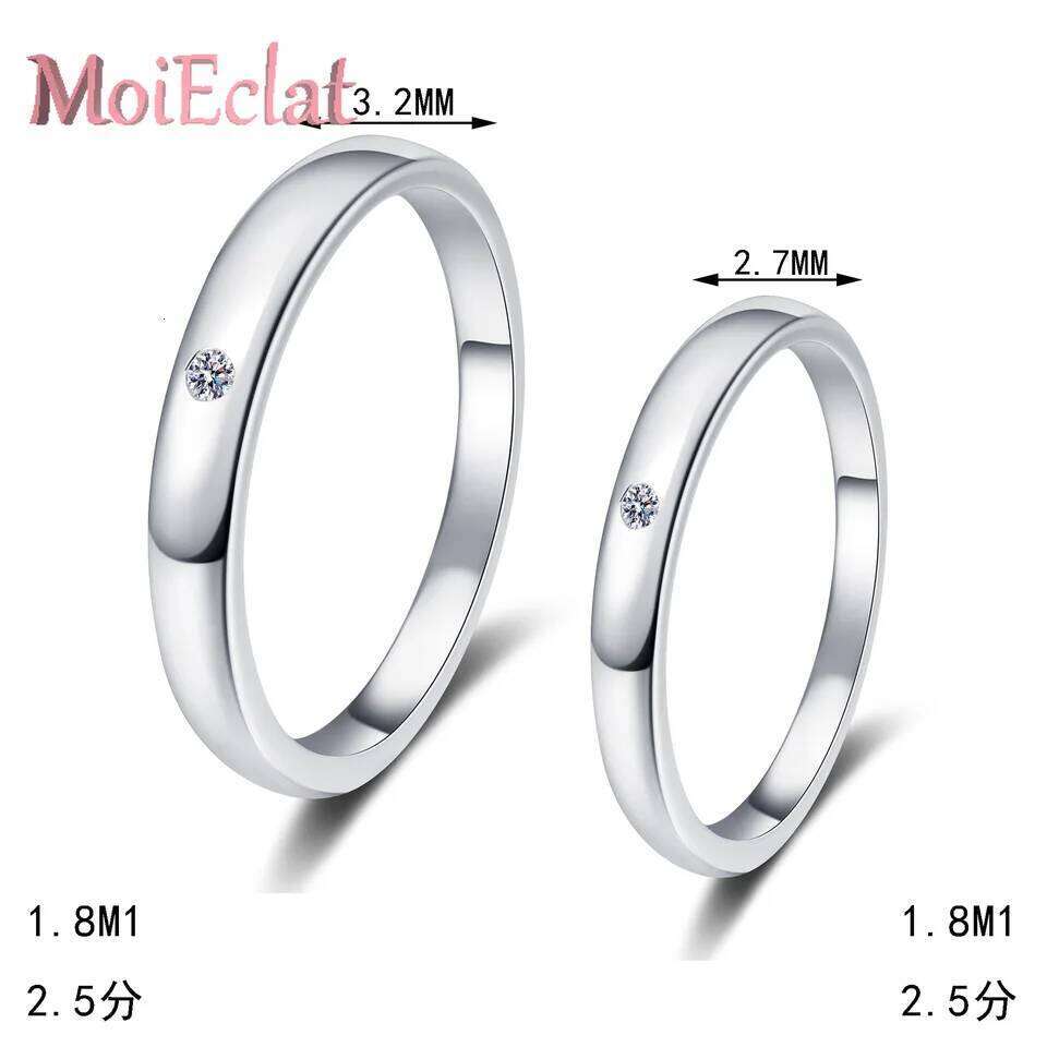 Luxury 2.5 Point Moissanite Couple Ring for Women & Men, Platinum Pt950 Unisex Rings Wedding Fine Jewelry Valentine's Day Gift W260206