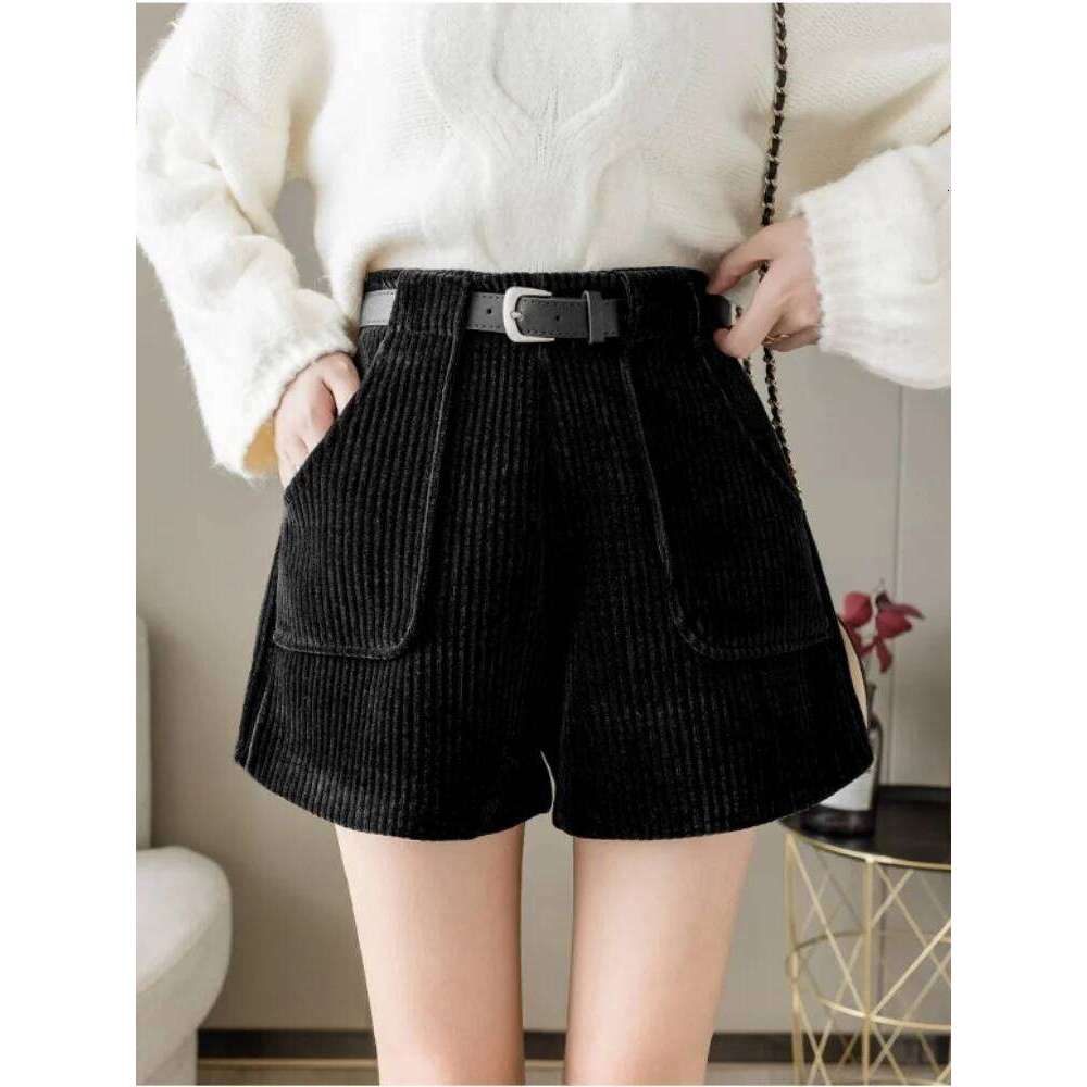 SMTHMA Retro Design Corduroy Straight Leg Casual Pants For Women Autumn Winter 2025 New Loose Slim Chic Shorts XJ260206