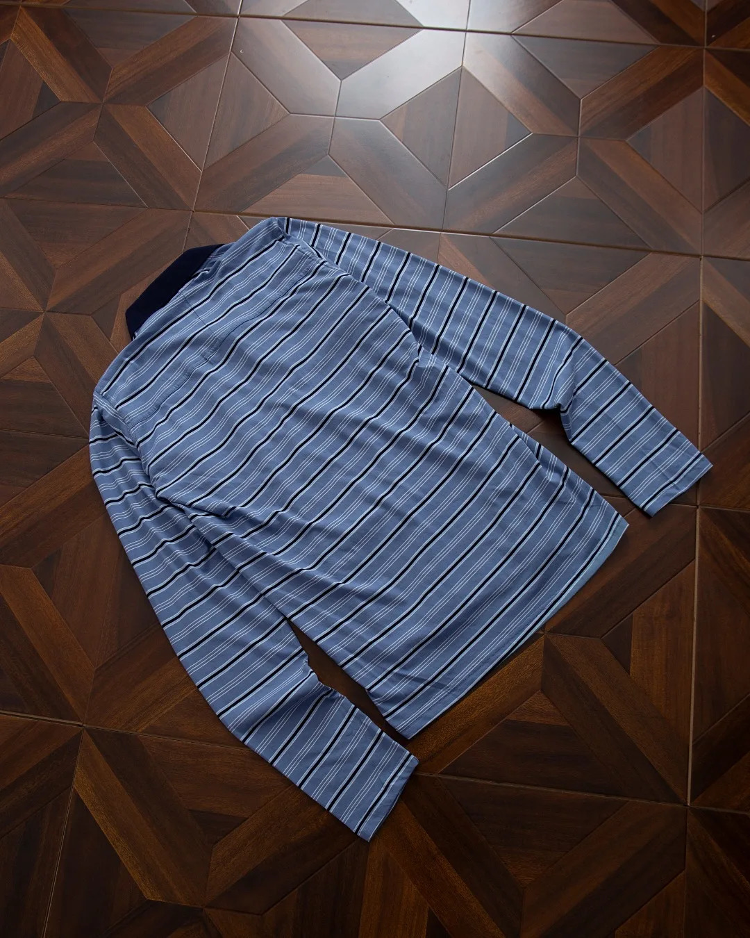 POLO Collar Martine Rose Blue Stripe Long Sleeves T-Shirt Men Women Quality Top T Shirt Tee 260205