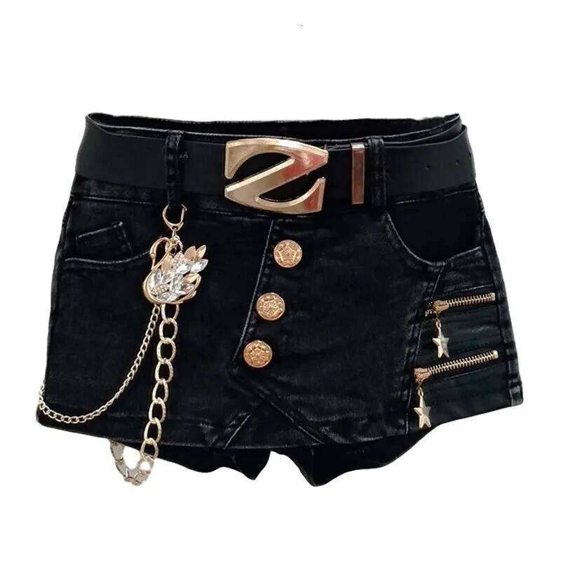 Fashion Denim Short Women Streetwear Spring/Summer 2025 New Slim Stretch Sexy Wrapped Hip Skirt Female Casual Hot Pants H260206
