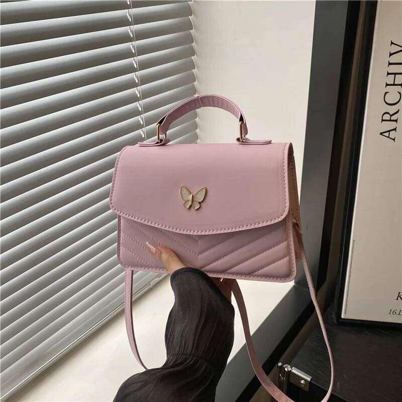 Lucky butterfly women's new fashion solid color simple texture trend beautiful casual shoulder messenger bag portable small XJ260129