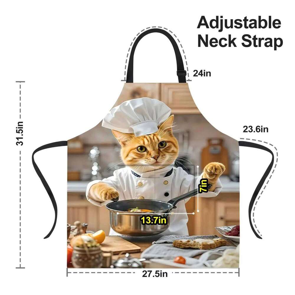 Funny Cat Apron with Waterproof for Men Women Kitchen Garden Decor S260205