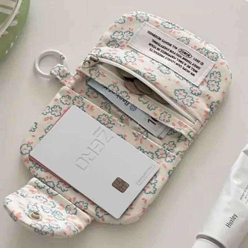 1 Pc Student Coin Purse Simplicity Floral Korean Fashion Wallet Card Holder for Girls Portable Cute Small Storage Bag Y260206
