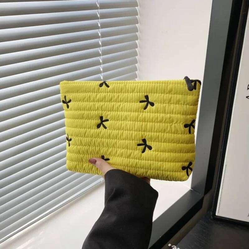 New! For Storage Cute Makeup with Zipper Large Capacity Cosmetic Bag Embroidery Bow Wash Y260206