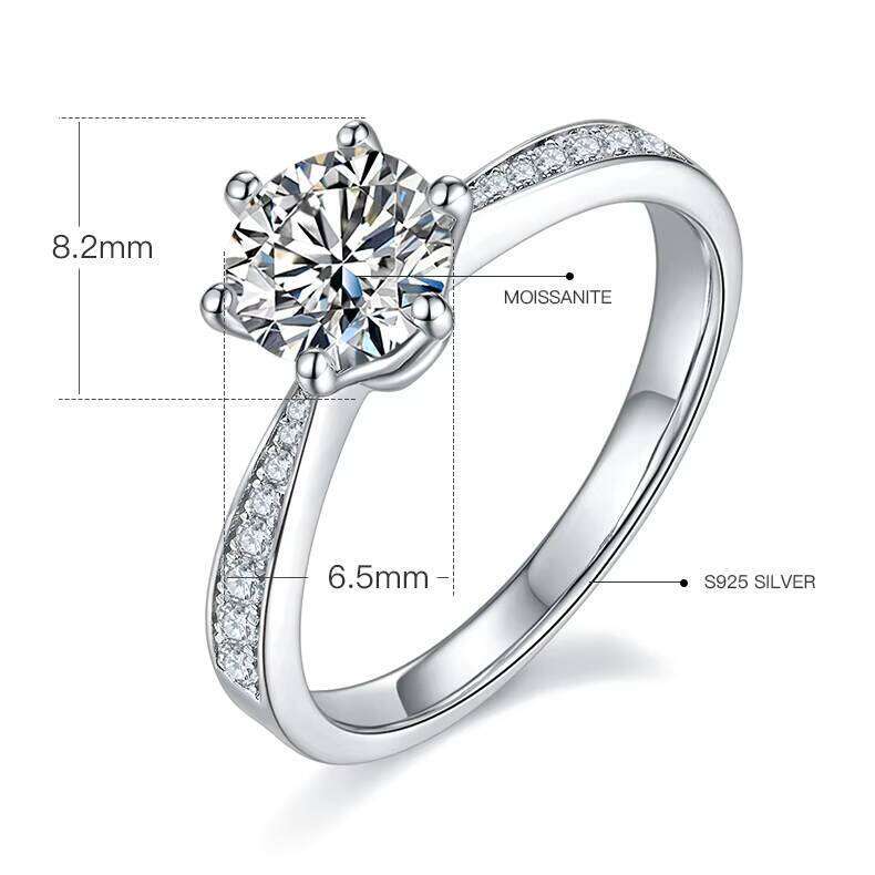 Custom 18K White Gold Women's VVS Diamond Eternal Moissanite Ring Round Shape Sterling Silver 925 Wedding Engagement Party