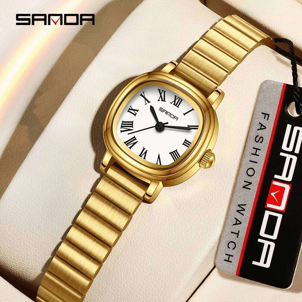 SANDA 1137 Women Quartz Watch Fashion Elegant Rose Gold Simple Roman Analog Display Stainless Steel Strap Wristwatch for Ladies Z260206