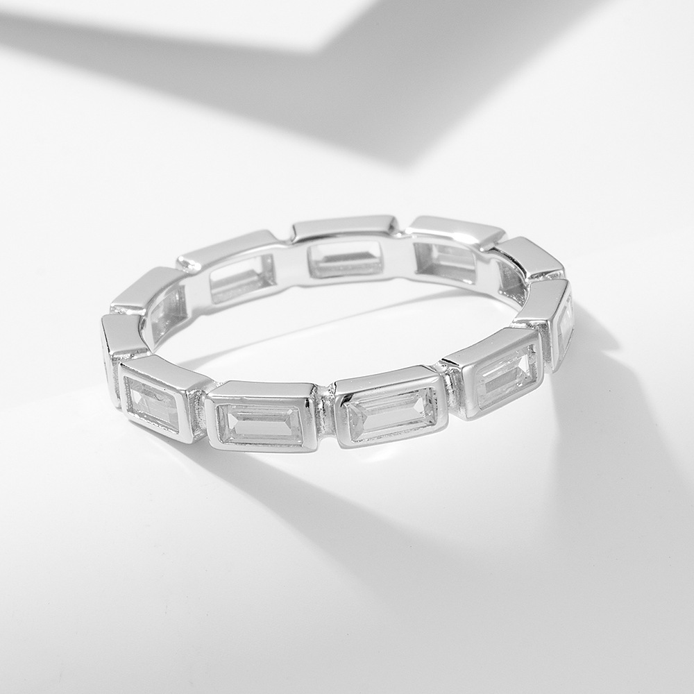 bestseller s925 sterling silver geometric rectangular zircon for women, ins style, stackable, versatile and unique ring