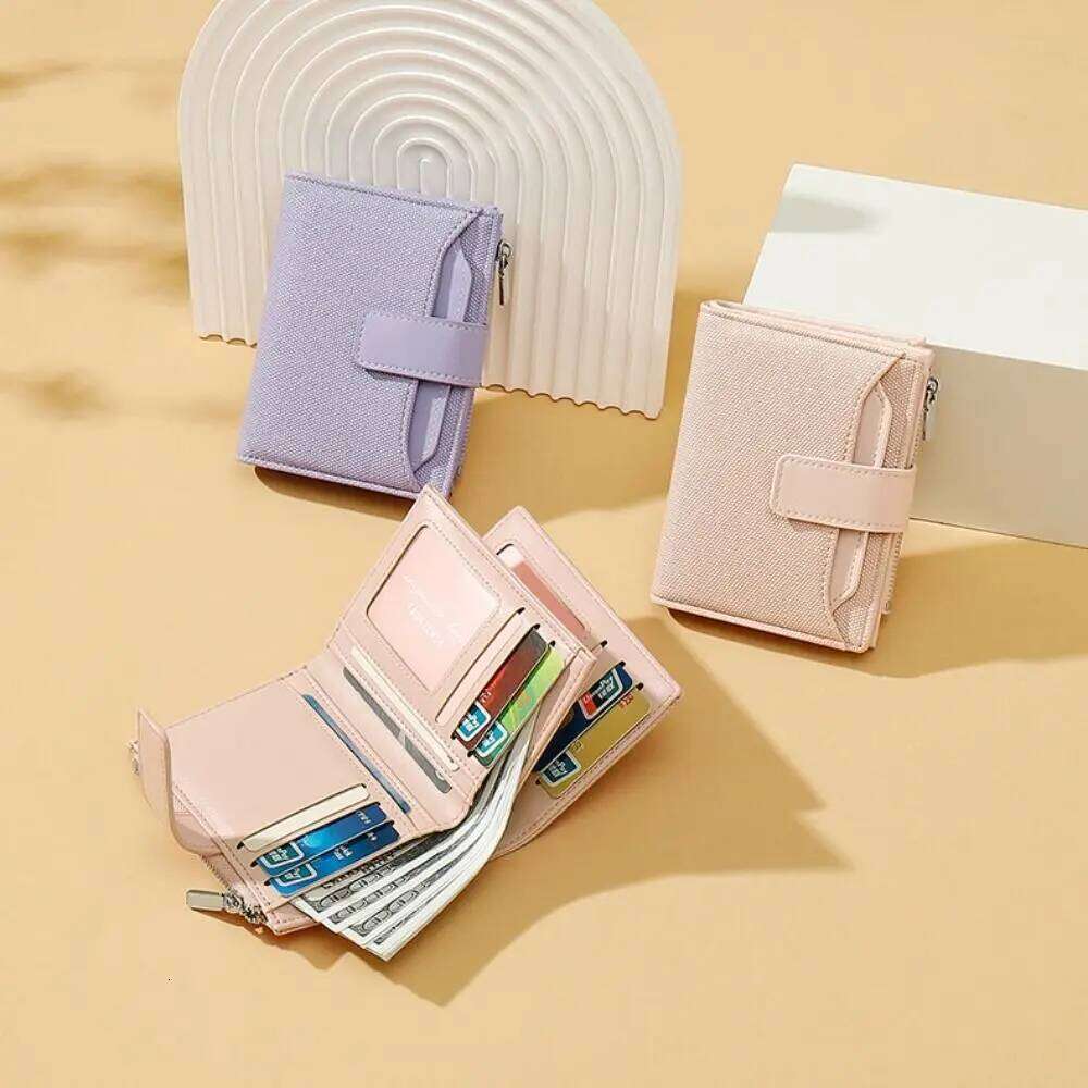 Fashion High-capacity Short Wallet PU Leather Waterproof Coin Purse Wear-resisting Solid Color Card Bag Girl Y260206