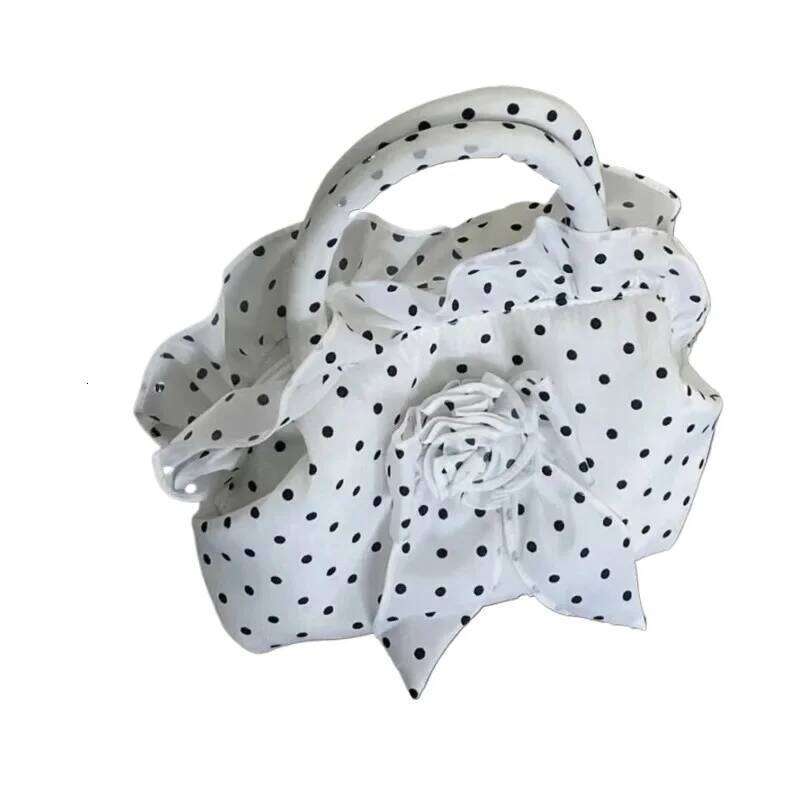 Bowknot Dot Printed Design Handbag 2024 New Zipper Solid Flower Hobo Casual Canvas Large Capacity Small Tote Bags For Women Y260205