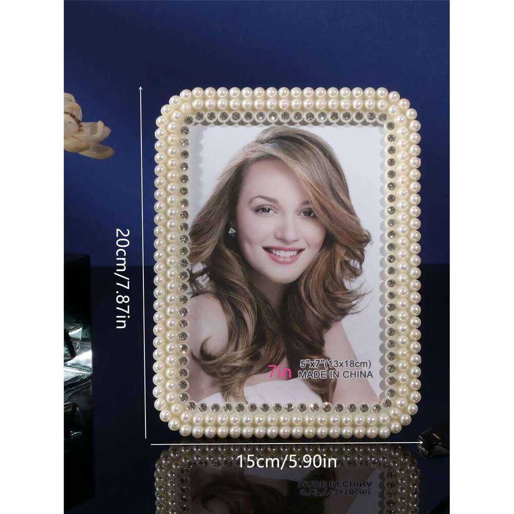1Pcs European style pearl diamond vintage photo frame, frame used for home, restaurant, hotel, and Christmas decoration S260205