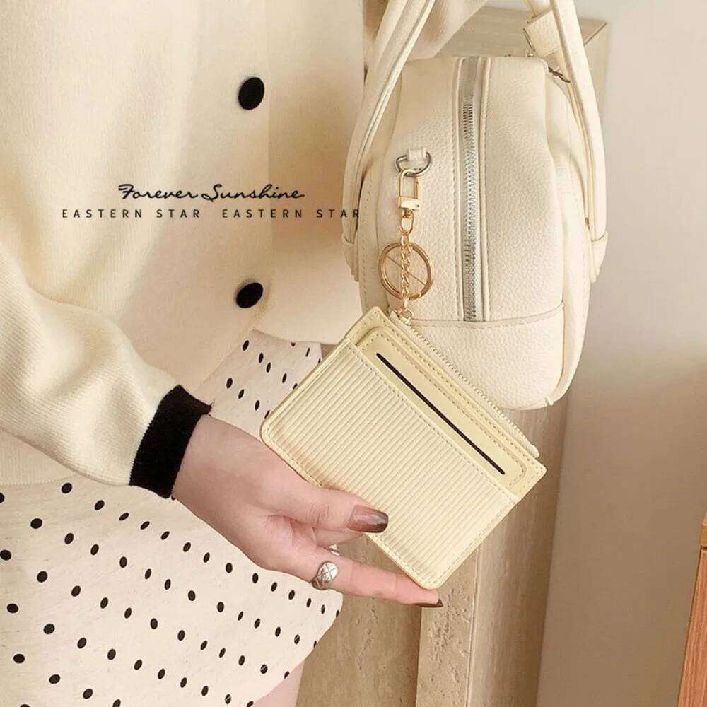 New Two-piece Coin Purse Zipper Mini Credit Holder with Key Chain PU Leather Business Card Case Women Y260206
