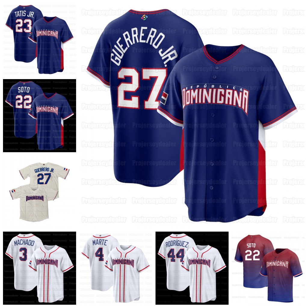 27 Vladimir Guerrero Jr. Team Dominican Republic 2026 World Baseball Classic JerseyS Fernando Tatis Jr. Juan Soto WBC Ketel Marte Manny Machado Julio Rodriguez