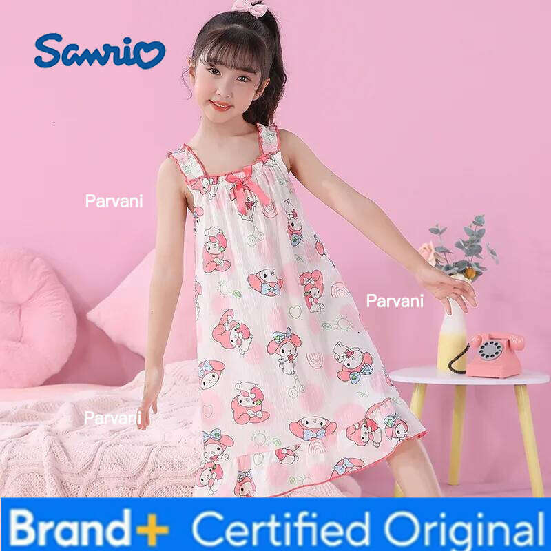 Sanrio Cartoon Print Girls' Pajamas Summer Short-Sleeved Children's Nightgown Home Wear Lightweight Air Conditioning Clothing H2602061 - view 3
