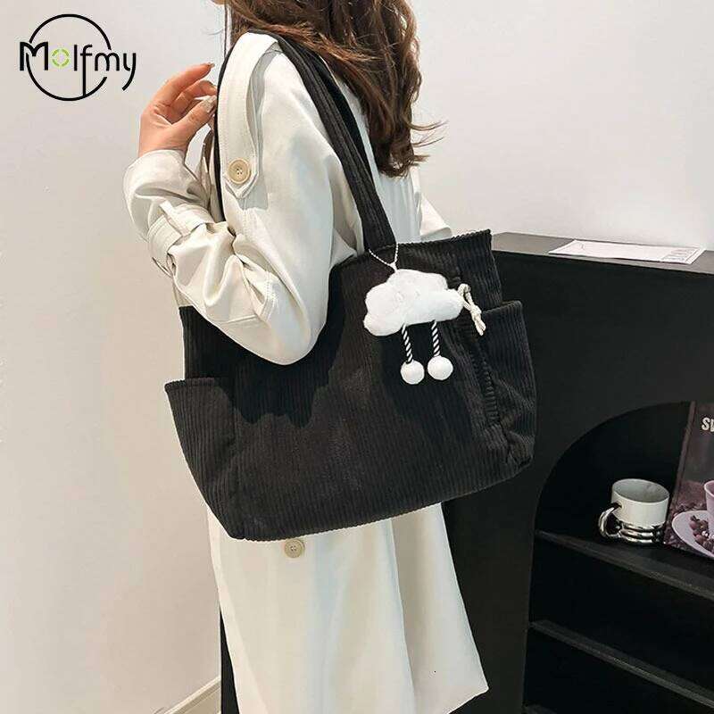 Corduroy Bags Women Casual Handbag Light Retro Large Capacity Shoulder Strap Commuter Handbags 2025 Autumn and Winter Y260205