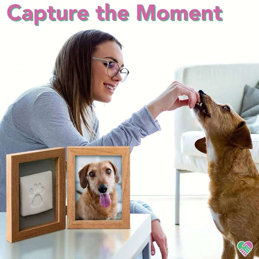Dog Paw Prints Hand and Foot Print Mud Souvenir Pet Cat American Solid Wood Photo Frame Set DIY S260205