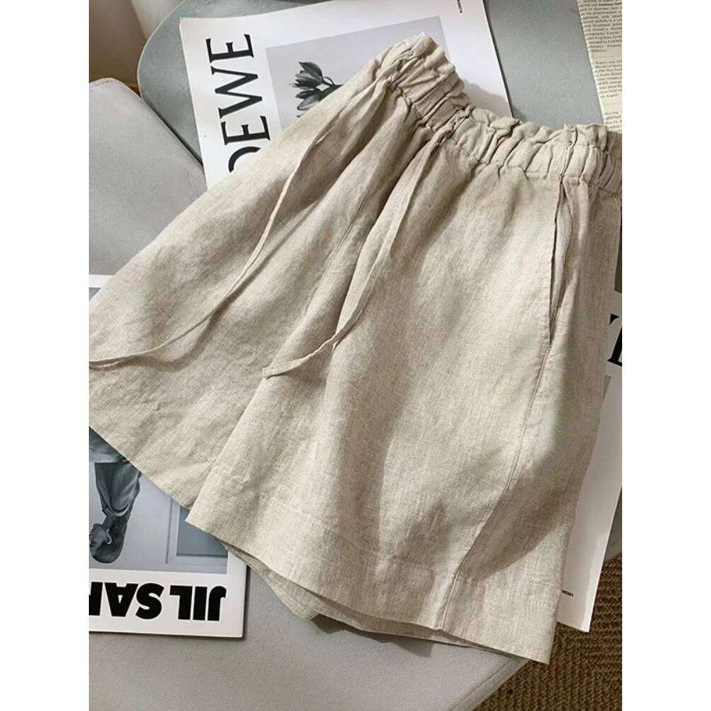 Cotton Wide Leg ort Women Summer Loose Lazy Sle Slim A-Line Bloomer Pants Linen Casual Five-Quarter Hot Pants... XJ260206