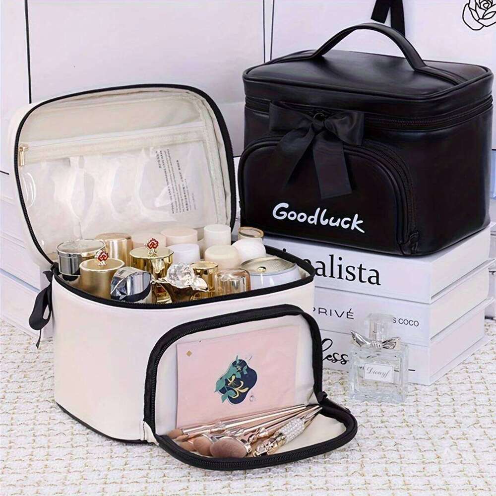 PU Portable Cosmetic Storage BagLarge Capacity Waterproof Makeup BagMultifunctional Travel Toiletries Organizer Bags Y260206