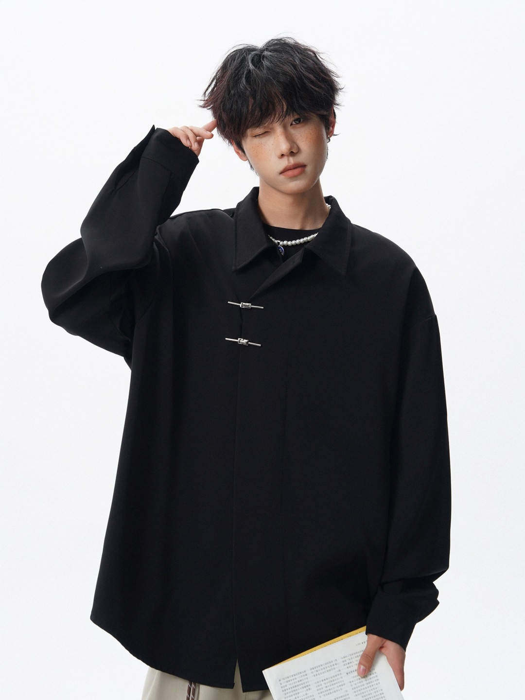 2026 New Chinese Style Long Sleeve Shirt Men Plus Size M 8XL Trendy Fashion Tang Suit Shirt Black White and Red