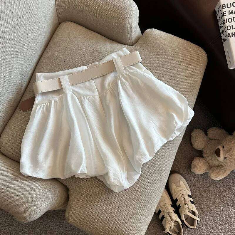 MEXZT Streetwear Belt Women Fashion Black High Waist Bud Shorts Summer Korean White Casual Design A Line Short Pants New XJ260206