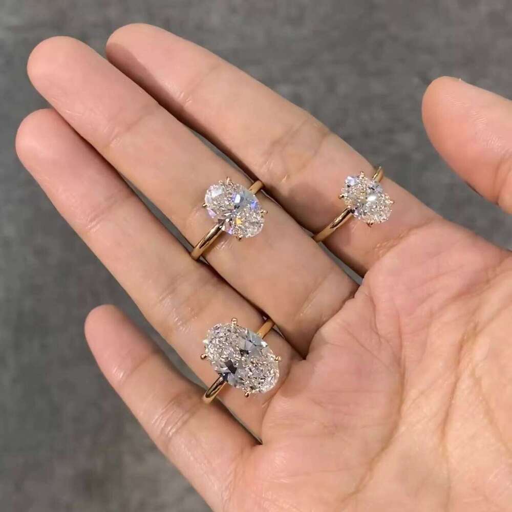 Anster IGI Certificated CVD HPHT Oval 2Ct 5Ct Lab Grown Diamond Custom 10K 14K 18K Solid Gold Ring Fine Jewelry