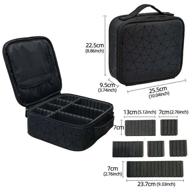 New Makeup Bag For Women Large Capacity Diamond Pattern Cosmetic Bags Beauty Salon Tattoos Nail Art Tool Bin Case Y260206