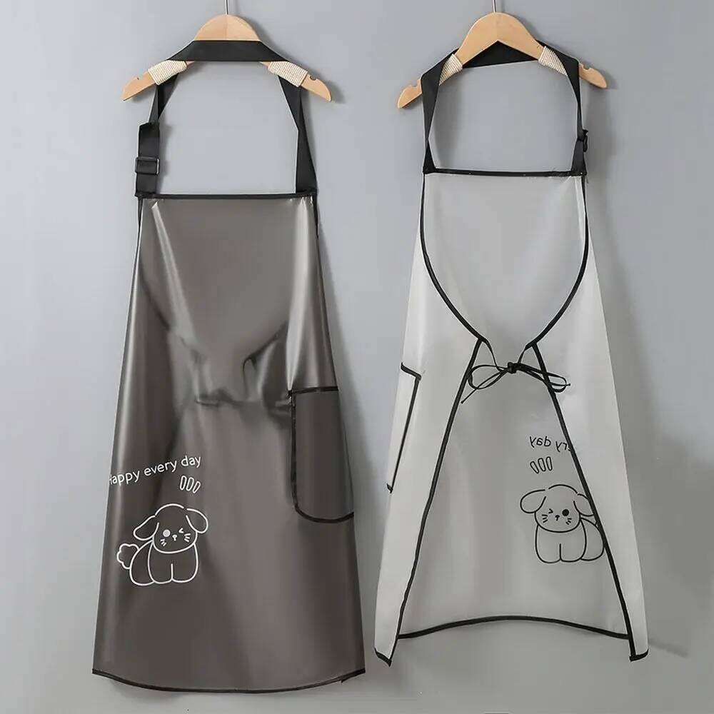 New TPU Kitchen Apron Oil Resistant Sleeveless Waterproof Bibs Cleaner Wipeable Baking Accessories Oilproof Aprons S260205
