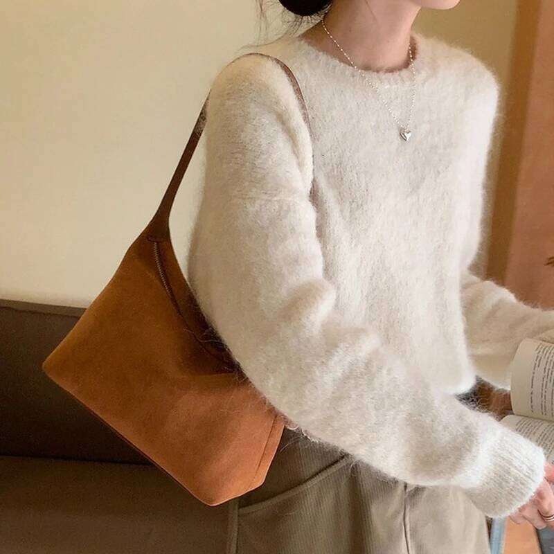 FW New Styles Vintage Women's Chamois Leather Shoulder Simple Commuting Crossbody Hobo Bag For Women Shopping Y260205