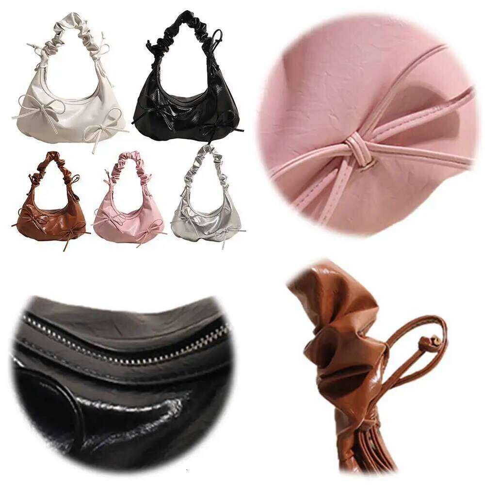 PU Leather Shoulder Bowknot Women Pleated Handbag Zipper Cloud Bubble Tote Bag for Shopping Work Travel Y260205