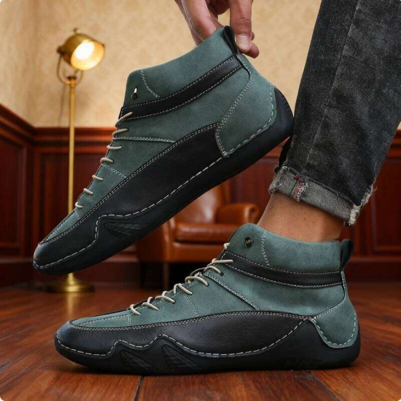 Handmade leather Casual Men New 2025 Outdoor Slip On Loafers Flats Moccasins Walking Shoes Non-Slip Dropshipping