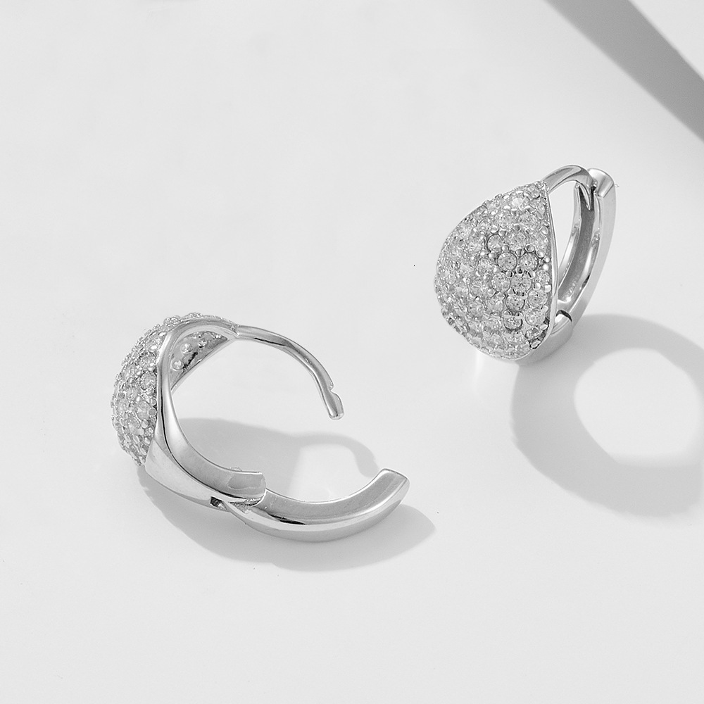 Micro-inlaid zircon circle earrings for women, S925 sterling silver, high-end geometric full-diamond earrings, high-quality ear jewelry