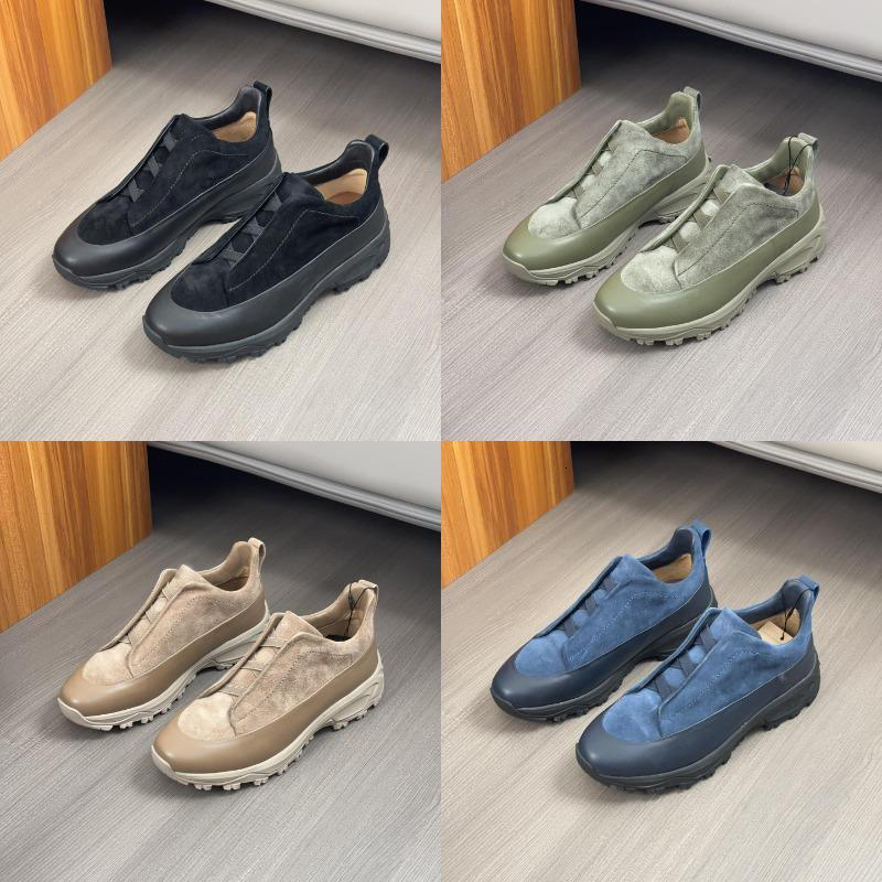 Sport Low Top Colorful Army Brown Trainers Premium Monte Sneakers Triple Stitch Real Leather Men Designer Suede Shoes Casual Shoes 1048