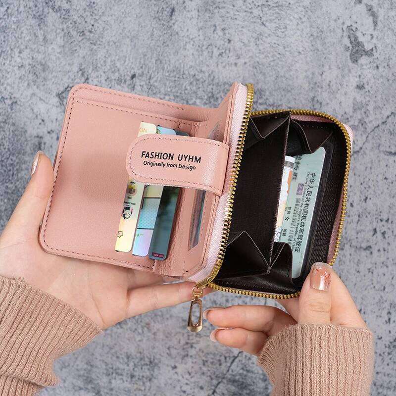 2024 new ladies short zipper large capacity coin purse Joker love color clutch card package Y260206