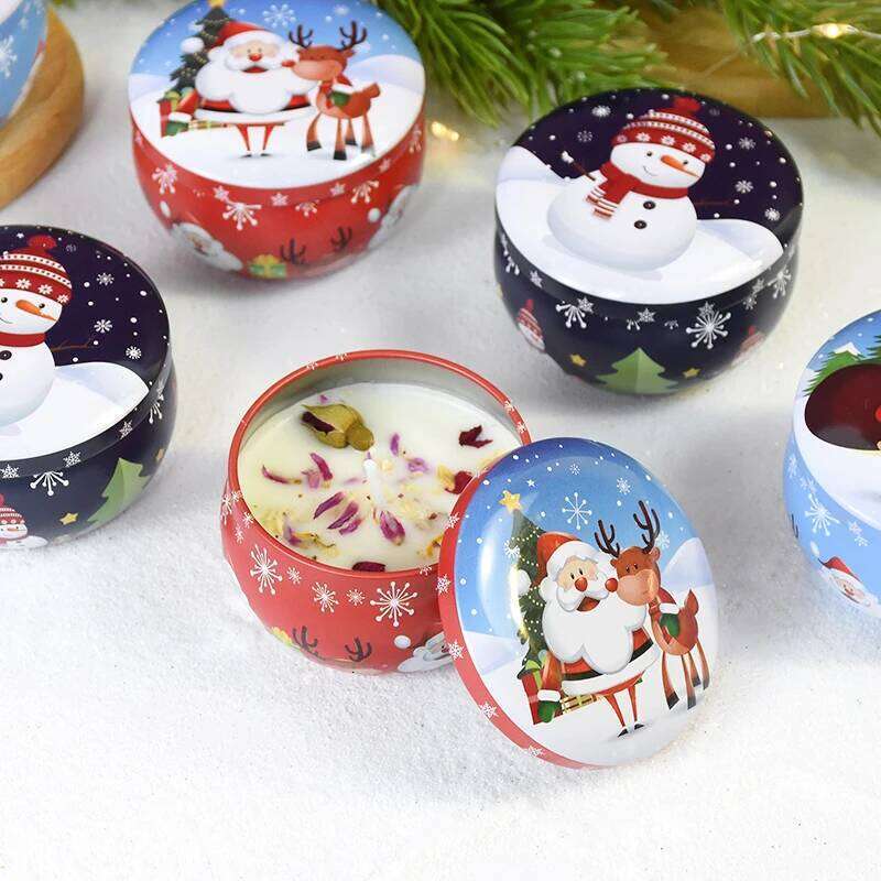 Aromatherapy Christmas Scented Tin Jar Cans Candle Merry Xmas Decor For Home New Year Navidad Gifts S260205