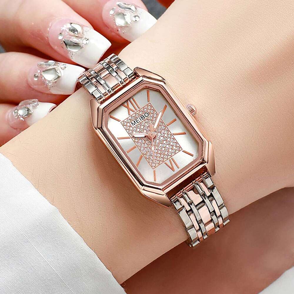 1/2PCS Fashion Watches Luxury Alloy Band Rectangle Quartz Watch for Women Clock Gift Reloj MujerWithout Box Z260206